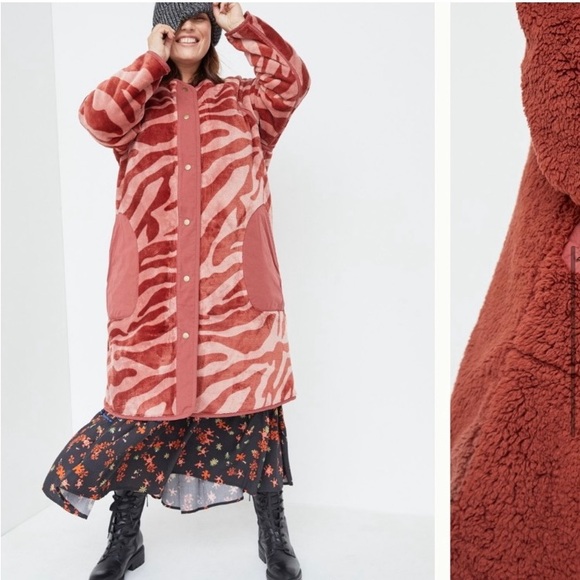 Anthropologie Margot Reversible Sherpa Coat Size XL NEW W Tags - Picture 3 of 16